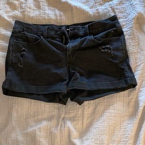 Black jean shorts. Boyfriend fit.